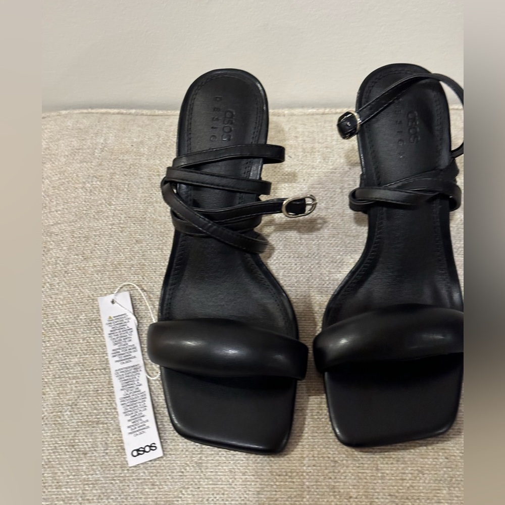 NWT Asos Strappy‎ Open Toe Black Sandals Size 5M